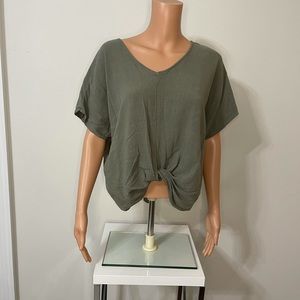 Hiatus oversize linen blend olive shortsleeve sz M